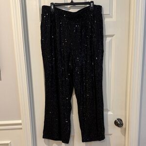 Maurices Black Sparkle Sequin Wide Leg Pants XXL SHORT